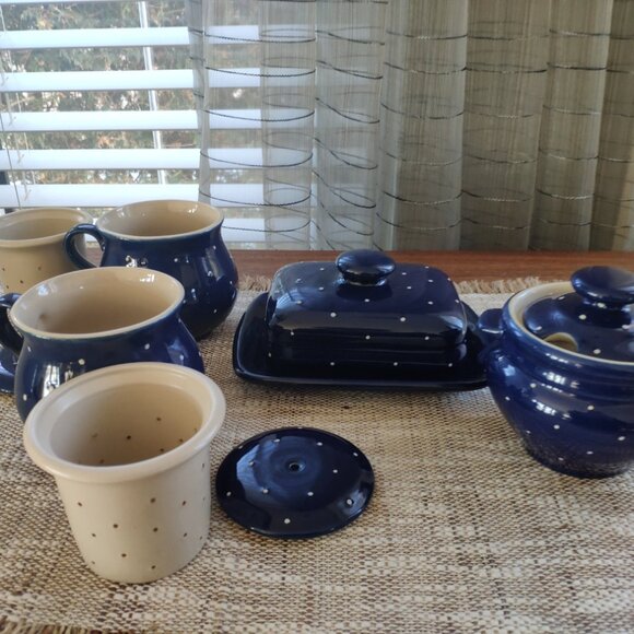 RKM Rheinsberger Germany Set of 4, VTG Jam Pot, Butter Dish, Tea Mug signed, - Picture 3 of 14